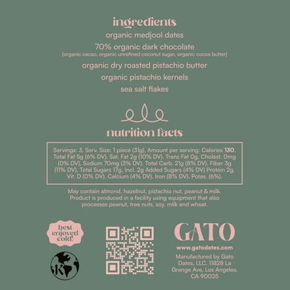 Product label with ingredients and nutrition facts on a green background